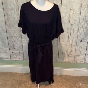 Elegant navy blue Belted Dress